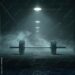 Iron barbells on a dark, smoky cinematic background, facilities in the gym for sports training function to increase bone density, shoulder muscles and also triceps